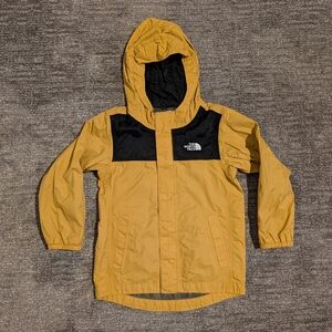 The North Face Mustard Yellow and Black Hooded Dryvent Antora Rain Jacket - 4T